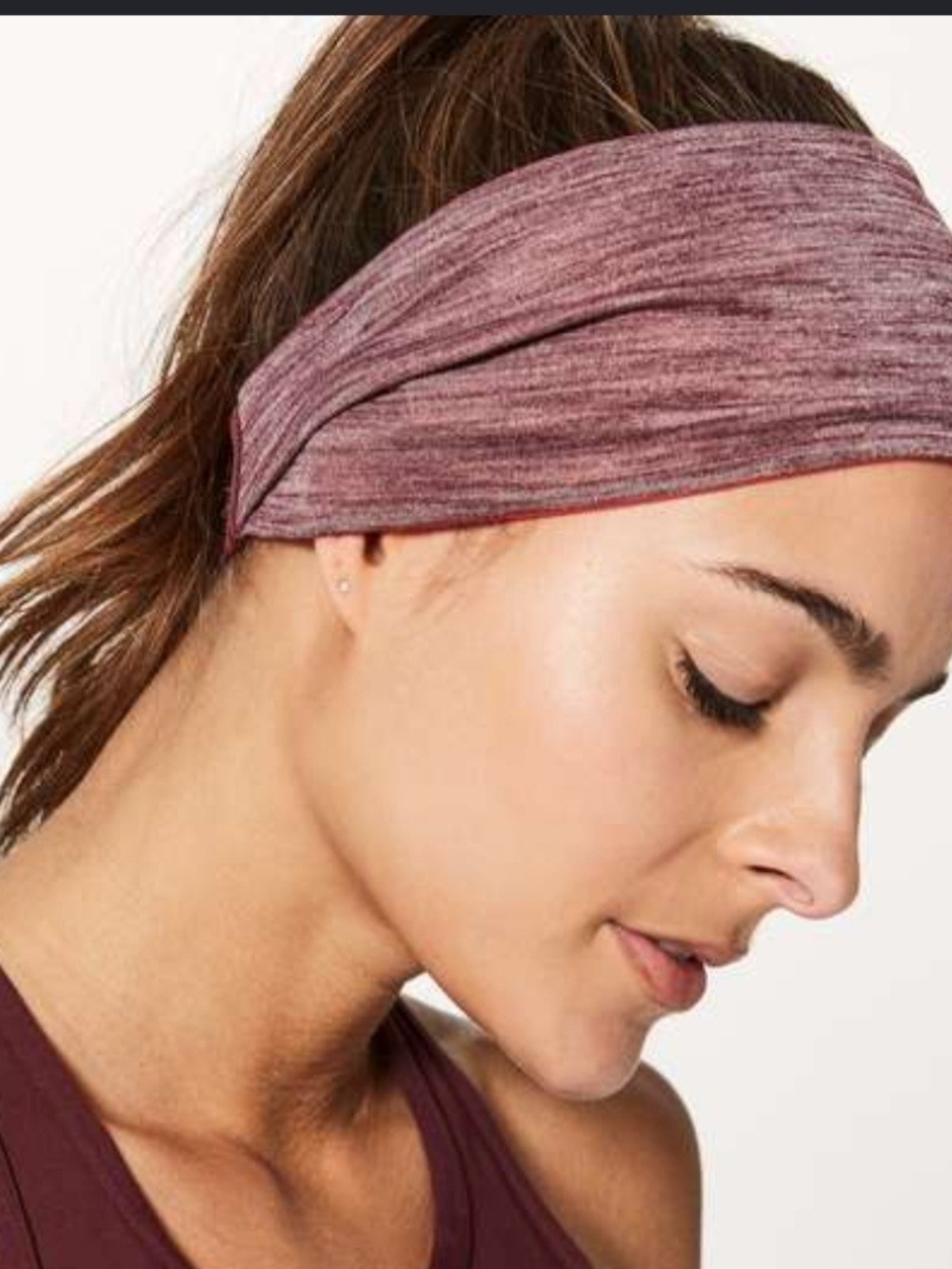Lululemon Fringe Fighter Headband Reversible Heathered Garnet Athletic B04-0210